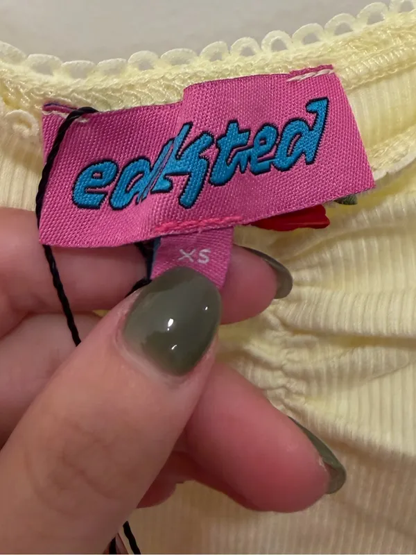 Edikted Yellow Rose Ruched Ribbed Cami Tank Top XS S16304 NWT - Image 4