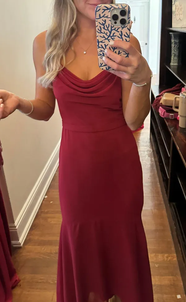 Azazie Burgundy Bridesmaid Dress - Image 3