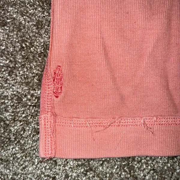 Free People Movement Pullover Women Small Coral Good Ribbed Raw‎ Hem Oversized - Image 4