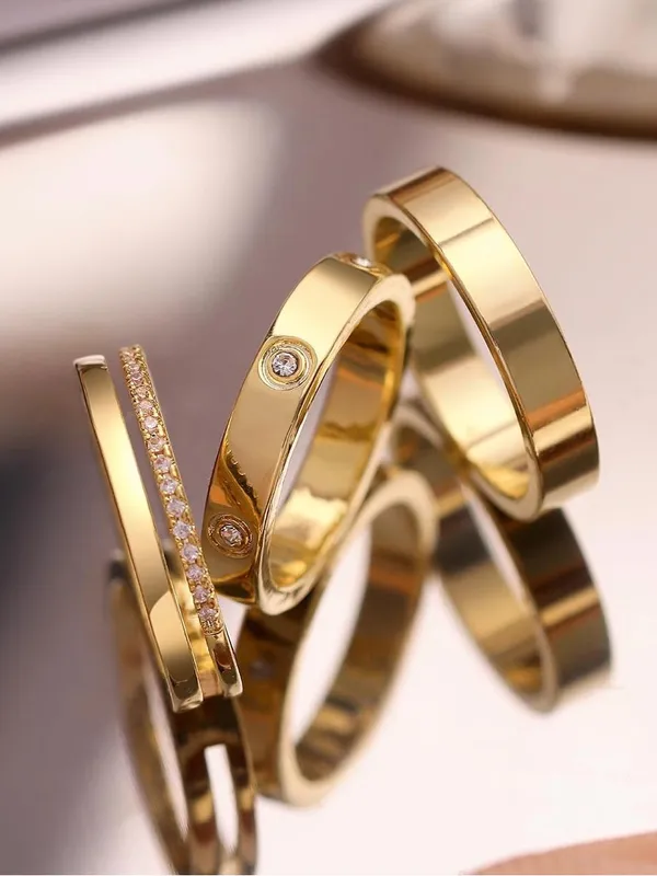 Non Tarnish Dainty 14K Gold Plated Stackable Rings Cubic Zirconia Ring Set - Image 5