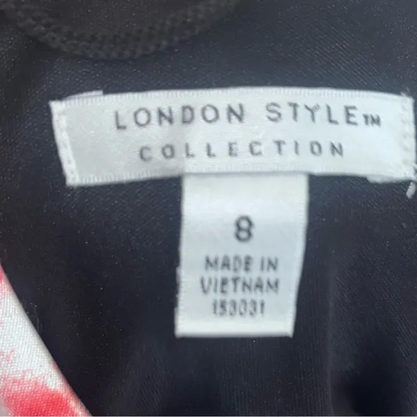London Style Black Red Floral Sleeveless Dress - Image 4