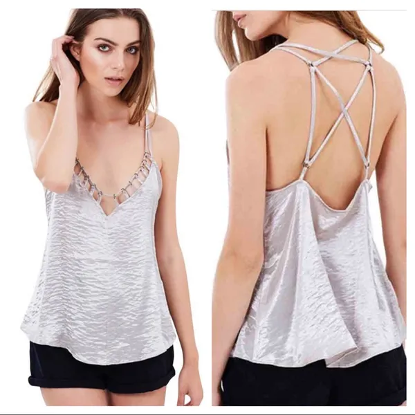 Free People Silver Haze V-Neck Tank Top - Image 2