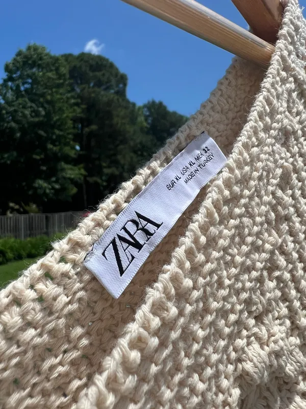ZARA Fringed Knit Poncho - Image 3