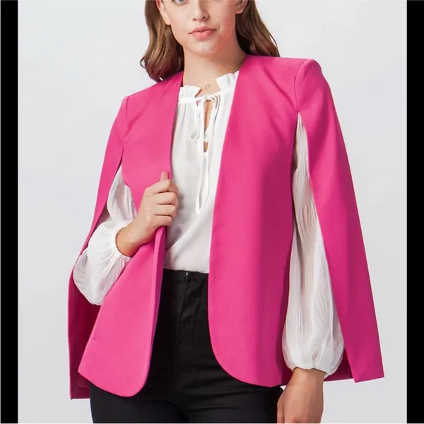 ZARA CAPE BLAZER JACKET W/ SLITS BLOGGERS pink NEW - Image 3