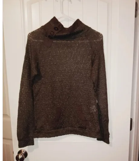 Wrangler Golden Rope Cowl Neck Button Knit Pullover Sweater - Image 3