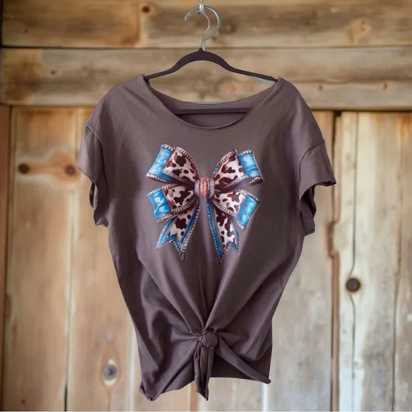 Cowgirl Bow Graphic Tee | Grey – WesternChic handmade - Image 4