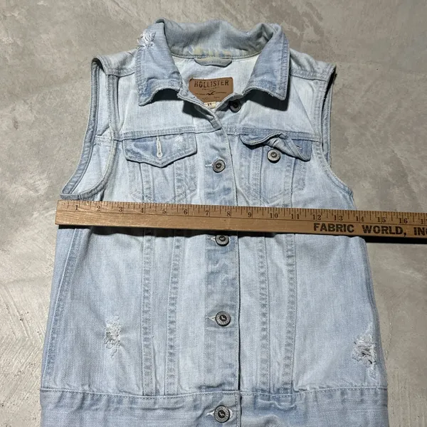 VaTg Y2K HOLLISTER Button Up Blue Jean Jacket Women's Size XS Denim Casual Coat - Image 4