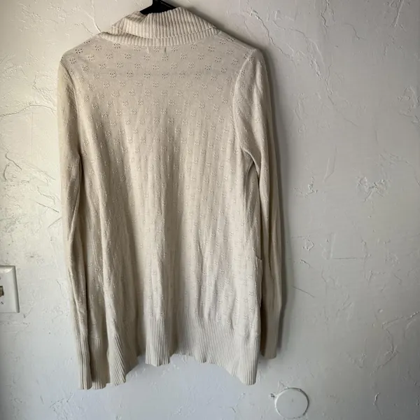 Kimchi Blue Sweater Coquette Medium Cream Open Front‎ Cardigan Pockets Boho - Image 9