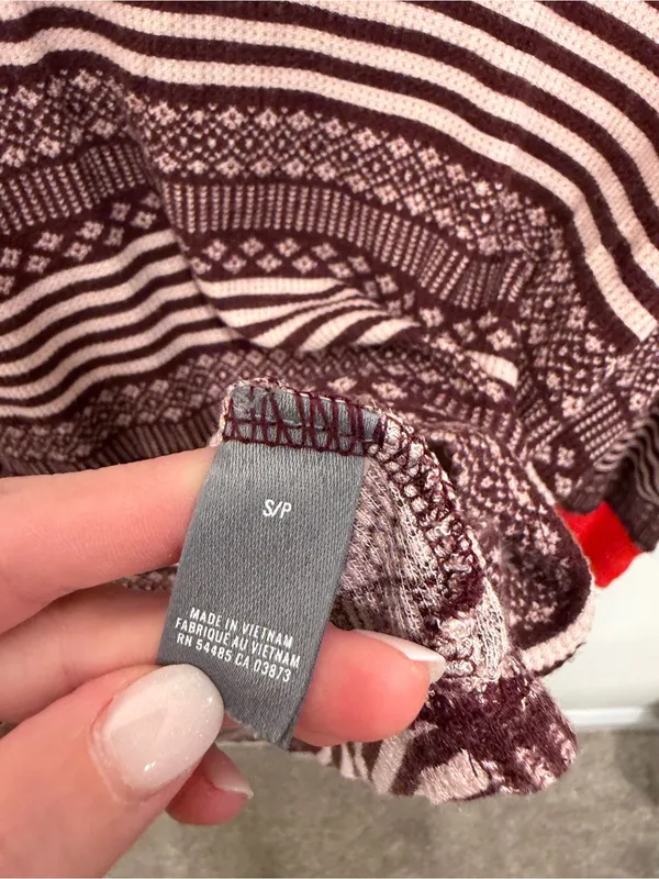 Aerie Fair Isle Stripe Thermal Long Sleeve Top Size Small - Image 3