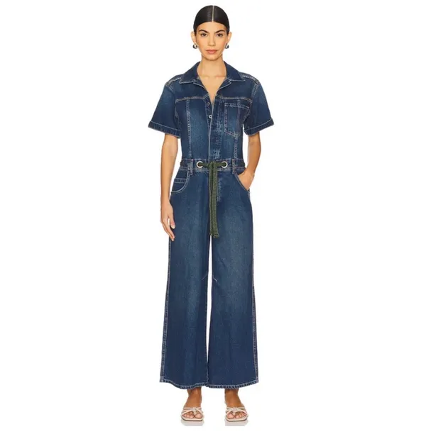 We The Free Edison Jumpsuit Women’s Blue Denim Wide-Leg Coverall - Image 3