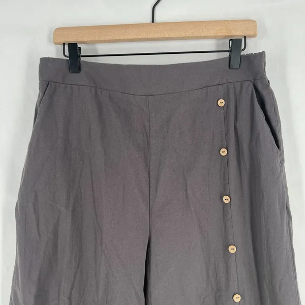 Coco + Carmen Wide Leg Pants Womens L\XL Gray Cotton High‎ Rise Elastic Waist - Image 2