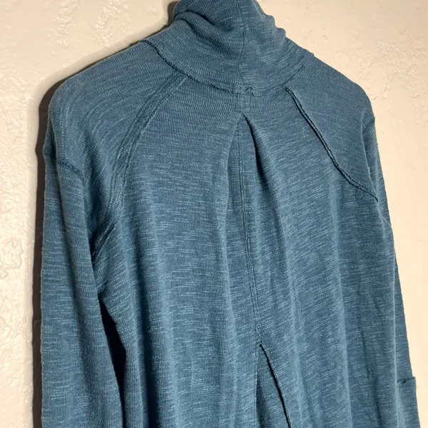 We The Free Split Back Cowl Neck Turtleneck Top Teal Blue OB536118 XS - Image 3