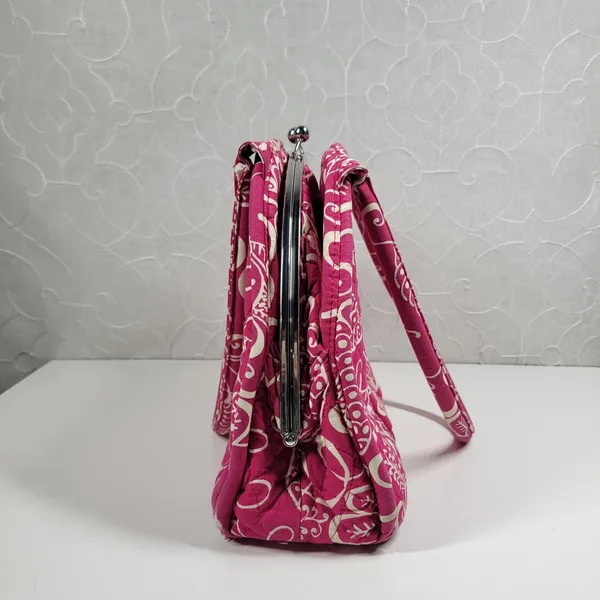 VTG Vera Bradley Eloise Bag Large Barbie Hot Pink Kiss Lock Dome Shoulder Purse - Image 4