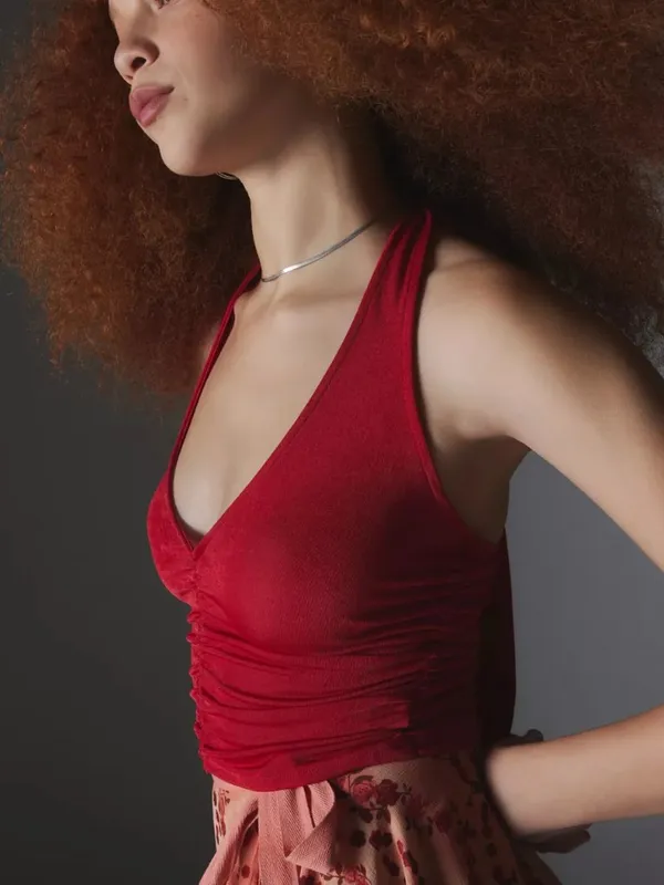 Urban Outfitters Silence + Noise Naomi Ruched Halter Top S - Image 5