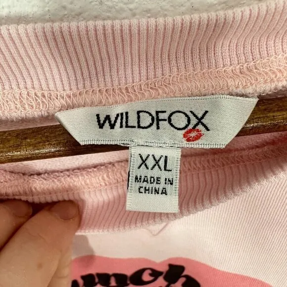 Wildfox Women's XXL Light Pink Brunch‎ Club Everyday Graphic Crewneck Sweatshirt - Image 5