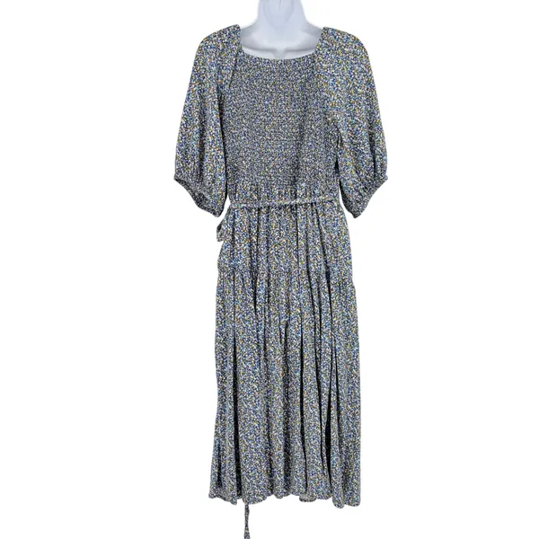 Old Navy Floral Maxi Wrap Dress Sz L Boho Peasant Cottage Ditsy Floral Romantic - Image 8