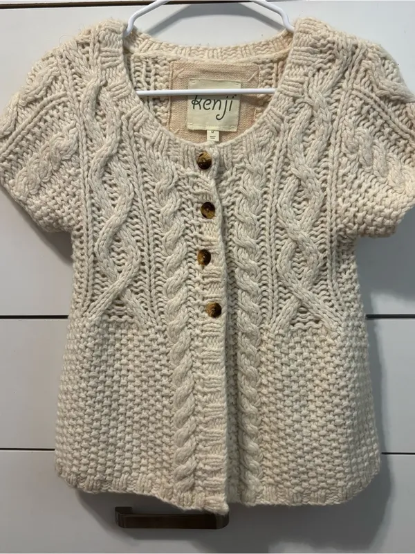 Kenji Cream Cable Knit Button - Image 2