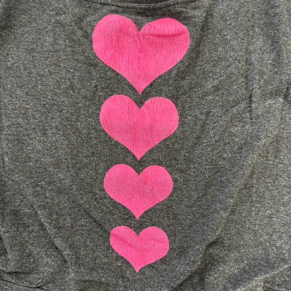 Off-Shoulder Charcoal Grey Cropped Sweatshirt w/ Pink Heart Graphic 💕 | Y2K Loungecore | Size M - Image 7