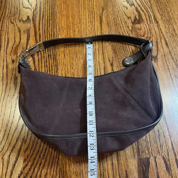 Anne Klein Brown Suede Leather Shoulder Bag - Image 4