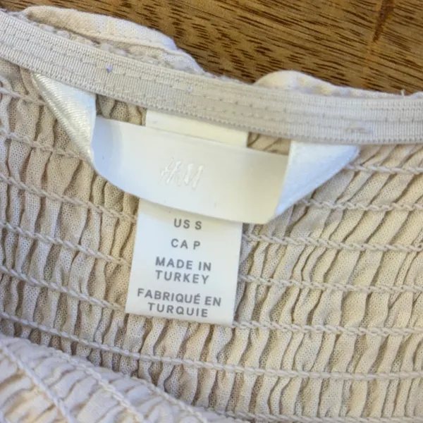 H&M Linen Blend Smocked Jumpsuit Small Wide Leg Beachy Coastal Minimalist‎ Beige - Image 4