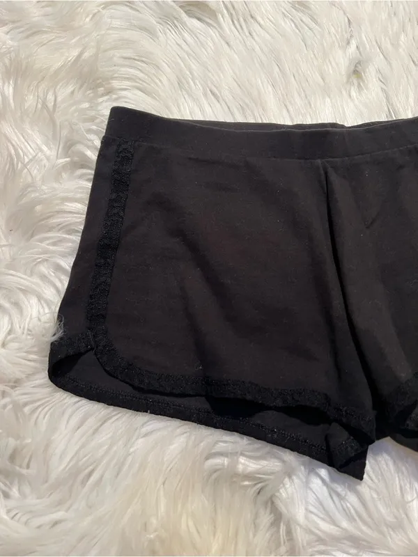 Victoria's Secret Womens Size Small Pajama Shorts Sweatshorts Black Crochet Lace - Image 2