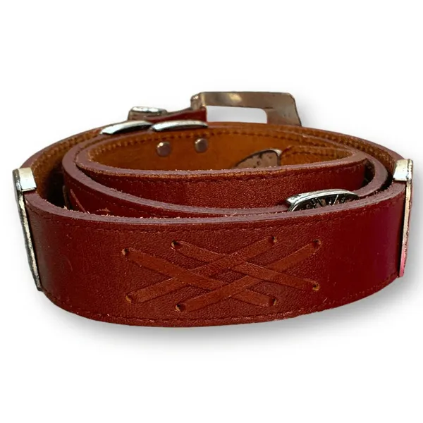 Vintage Latigo Leather Concho Belt Western Cowgirl Rodeo Ranch Brown‎ Size Large - Image 2