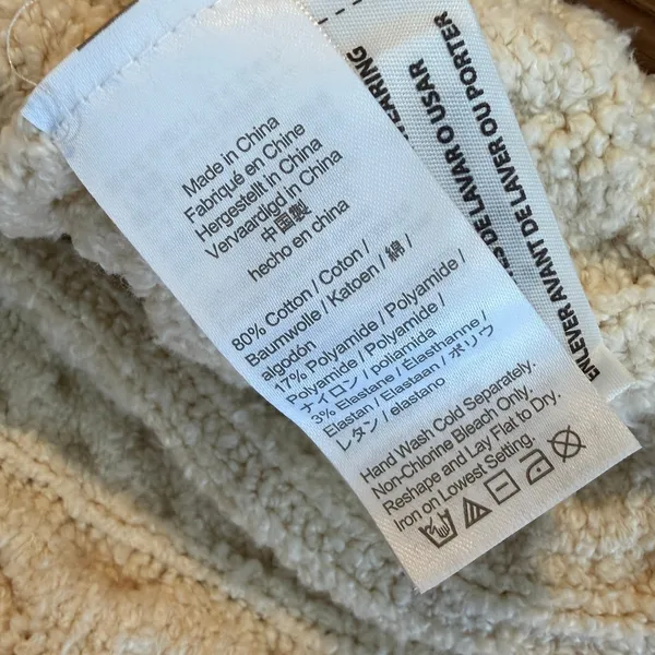 J.Crew Cream Openwork Cable Knit Cotton Sweater Bell Sleeve Large - Image 3