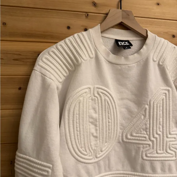 Ivy Park Small White Corded 04 Cotton Crewneck Sweatshirt - Image 5