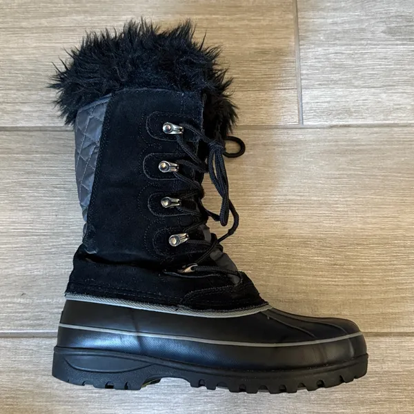 Khombu Nordic 2 women's black suede leather winter snow boots size 7M‎ - Image 2