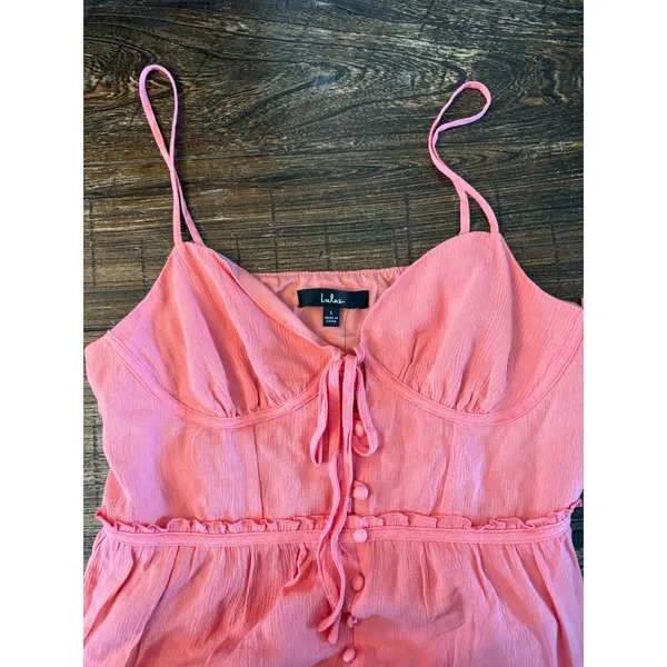 Lulus‎ Sweetest Perception Midi Dress Womens Large Coral Pink NWT Ruffle Tiered - Image 8