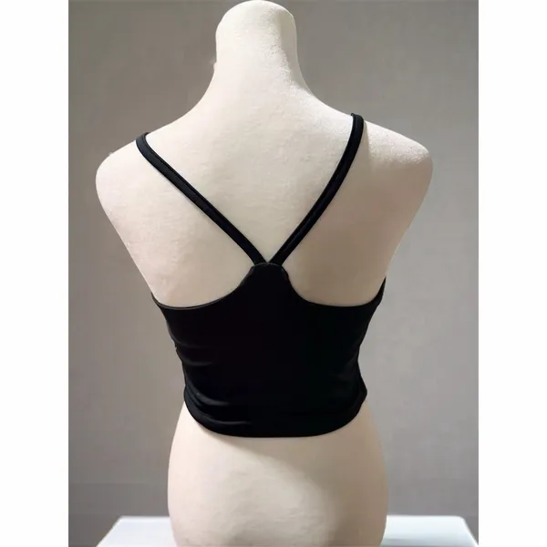 Series 8 Tank Top Womens M Black Cropped Cami Built-In Shelf Bra Stretch - Image 3