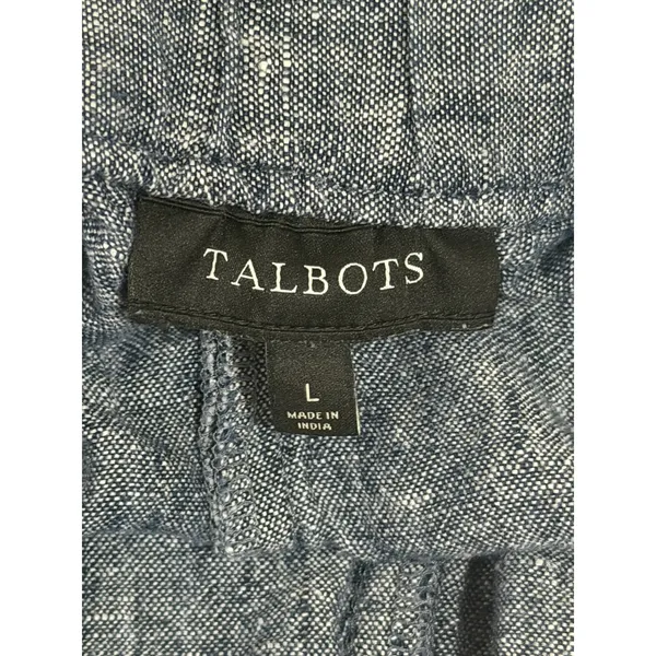 Talbots Womens Navy Blue 100% Linen Drawstring Tassel Shorts Size Large L - Image 3