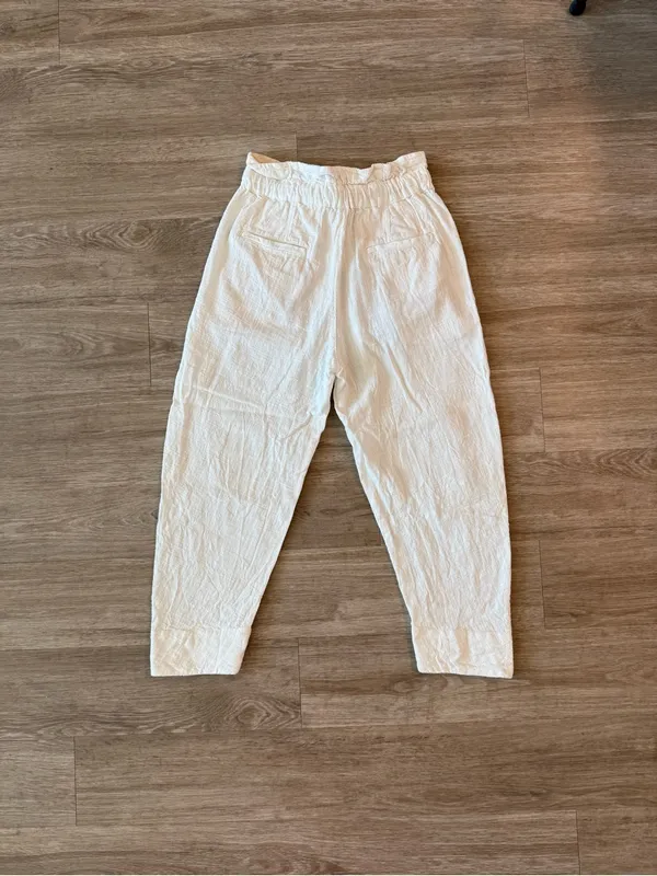 Free People Paradise Toggle Cropped White Pants, Size XS - Image 3