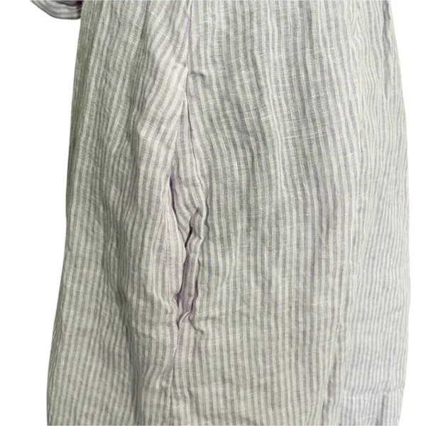 Hill House Size Large Linen The Laura Dress Lilac Stripe $165 - Image 7