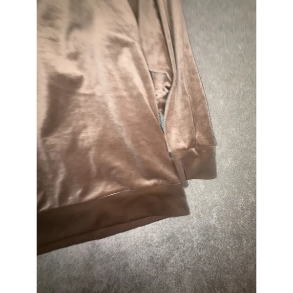Athleta Womens L Retroplush Velvet Crewneck Sweatshirt Pullover Side Snaps Brown - Image 9