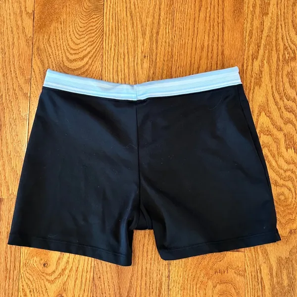 So Sporty Vintage Y2K Black Blue Athletic Mini Shorts Made USA Medium - Image 2