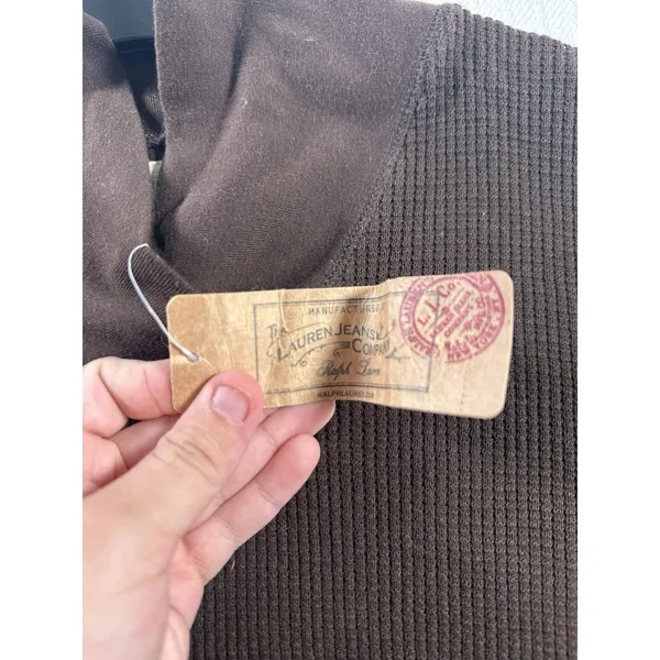 Lauren Ralph Lauren Women’s XL Brown Waffle Knit Thermal Shawl Collar Pullover - Image 5
