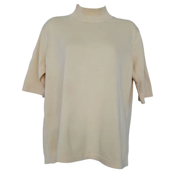 Vintage Talbots Knit Sweater Top Womens Large Yellow Mock Neck 90s Preppy - Image 2