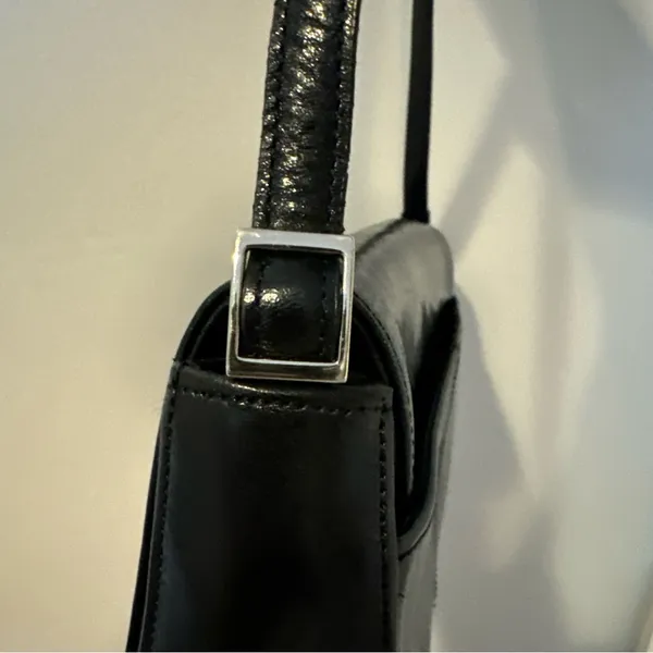 Vintage Fossil Black Leather Hobo Shoulder Flap Bag‎ Y2K - Image 9