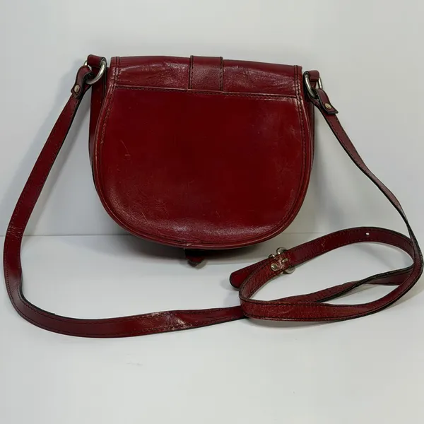 Ann Taylor Vintage Burgundy Leather‎ Saddle Bag Crossbody Made in Italy Classic - Image 2