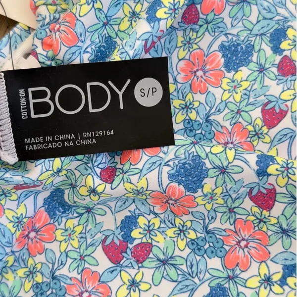 Cotton On Body Floral Berry Keyhole Halter One Piece Swimsuit Blue Pink‎ Small - Image 5