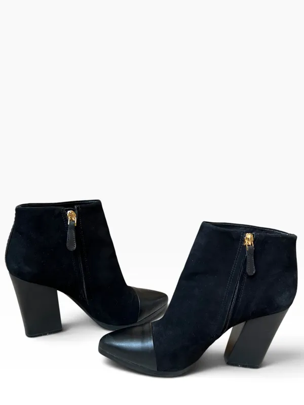 Tory Burch Rivington 100 Black Suede Cap-Toe Ankle Boots - Image 5