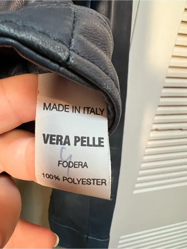 Vera Pelle Women's Size 46 Vegan Leather Jacket Dark Blue Gray Moto Full Zip - Image 10