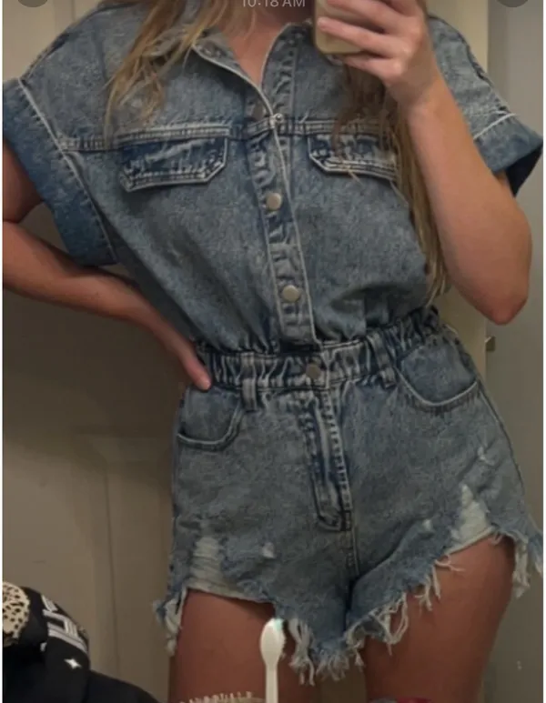 These Three Boutique Denim Romper - Image 7