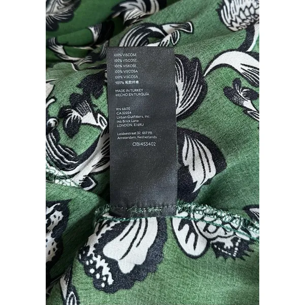 Anthropologie Robin Boho Tiered Ruffled V-Neck Dress Green Motif Size Small - Image 14