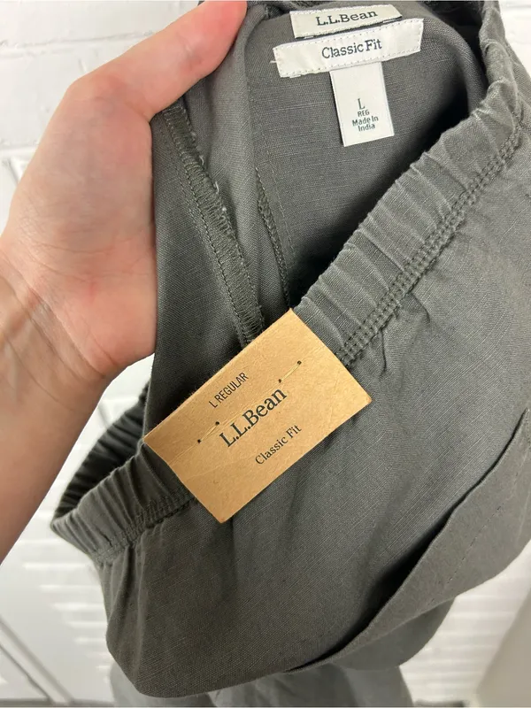 NWT L.L.Bean Green Classic Fit Linen Cotton Pants Size L - Image 3