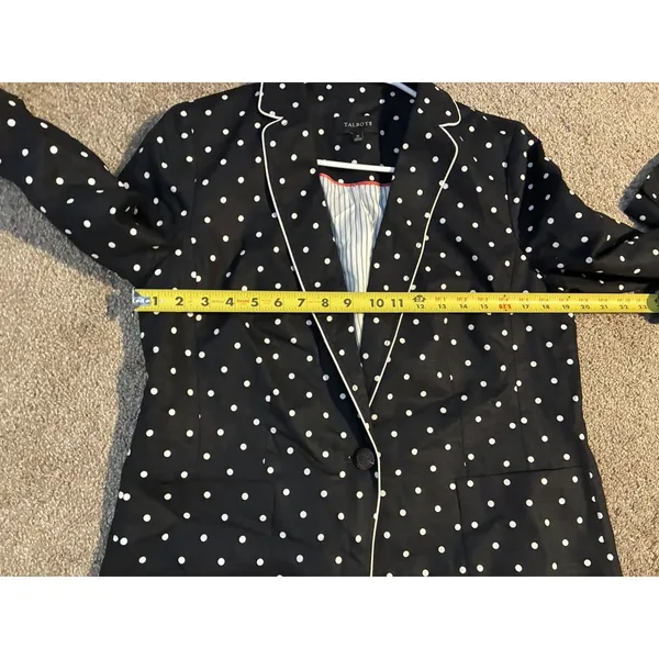 black-and-white polka dot Talbots Linen Blend Dot Blazer Single Button 12 - Image 7