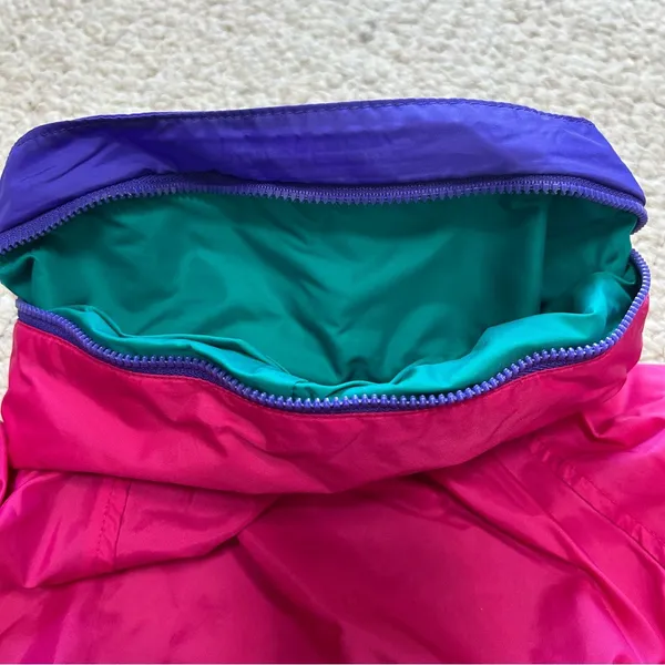 Vintage Columbia Windbreaker Jacket Green Pink Zip Up Hood Women Size XL - Image 10