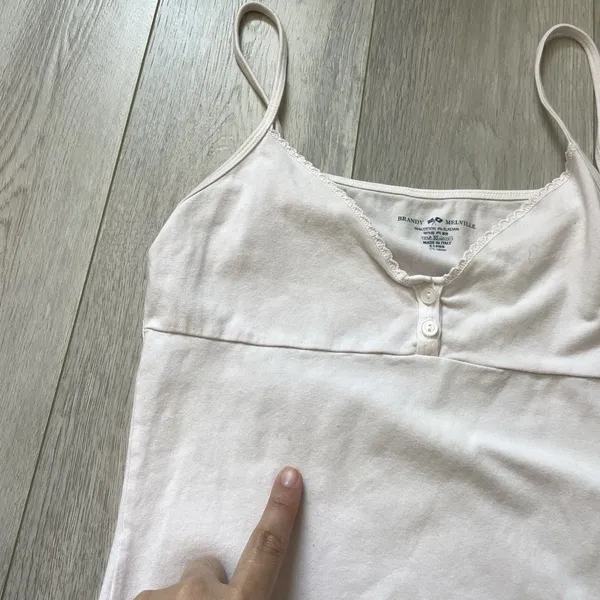 Brandy Melville Tank Top tiffany v neck lace womens Pink (one size) coquette - Image 4