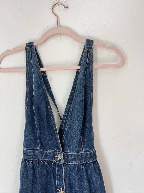 Urban Outfitters UO Denim Sleeveless Midi Dress XS 100% Cotton Casual Blue Jeans - Image 4